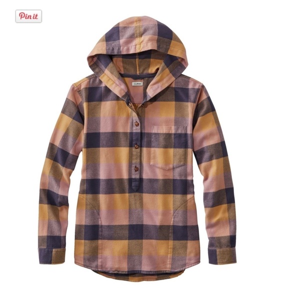 LL Bean Soft Brushed Plaid Flannel Pullover Hoodie 1X Relaxed Fit Pockets Comfy - Picture 15 of 15